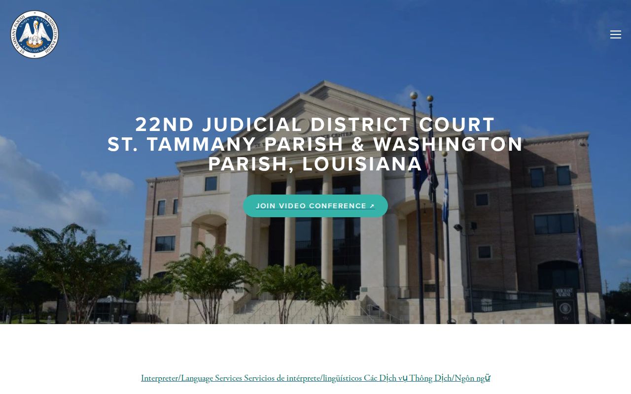 St. Tammany court calendar and Twenty-Second Judicial District Court home page