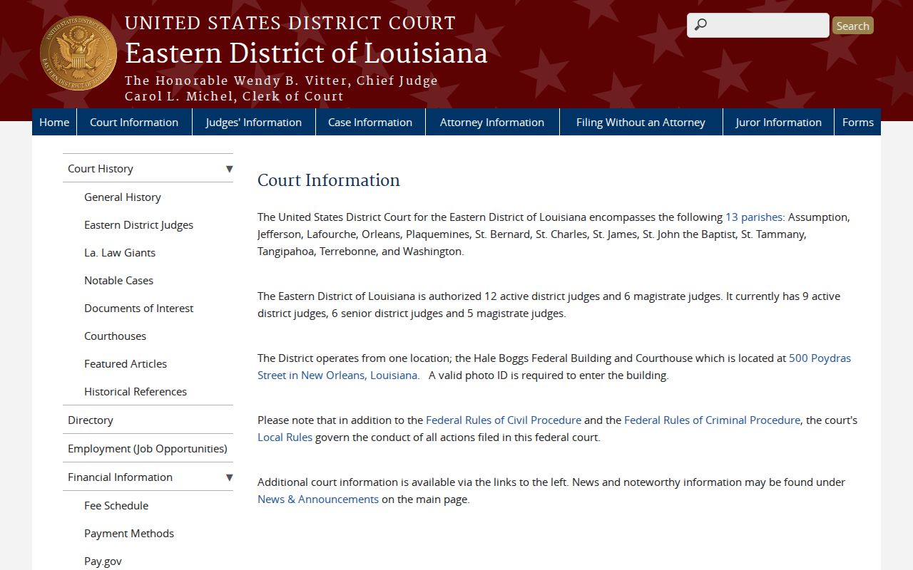 St. Tammany court docket federal Eastern District of Louisiana court information