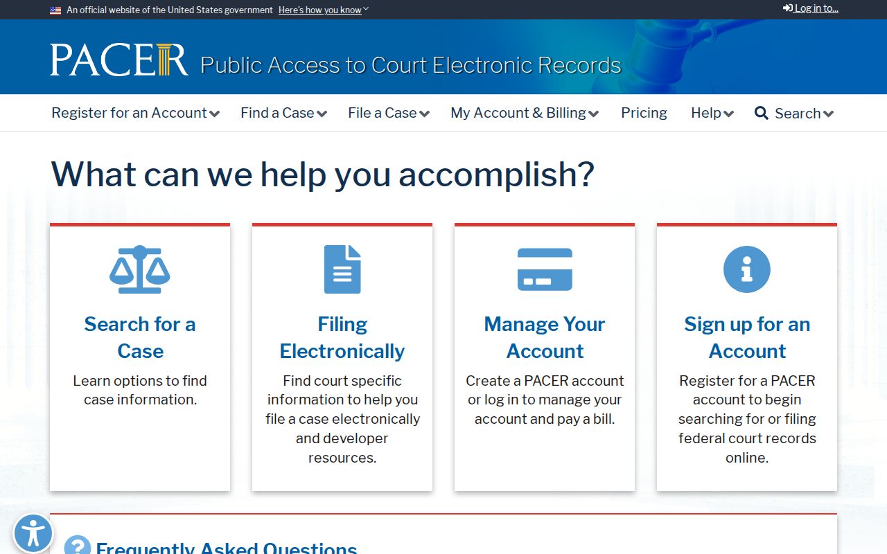 St. Tammany court docket PACER federal case search interface